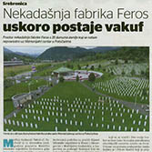 Nekadašnja fabrika Feros Uskoro postaje vakuf